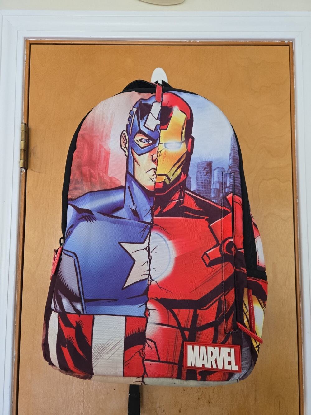 Sprayground X Marvel Civil War Captain America Iron Man Backpack 18x 11.5